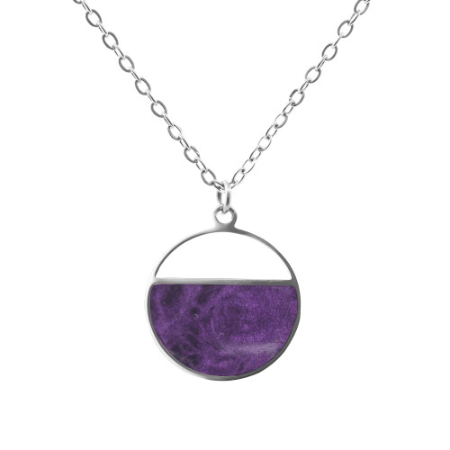 Collier acier - bois violet - diam. 22mm - 42+10cm - Lily Parker