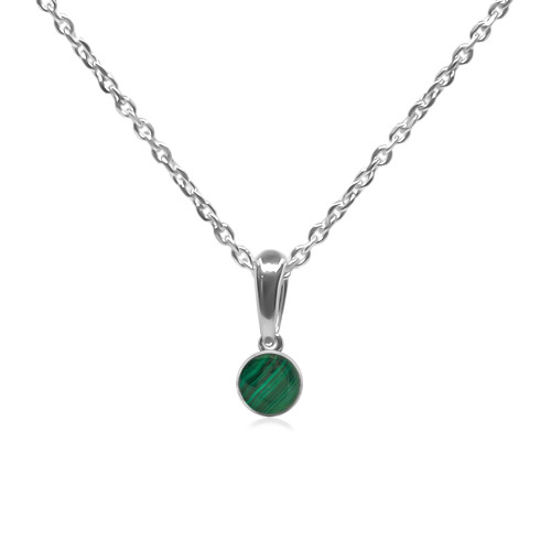 Pendentif argent rhodié - 1g -  Malachite - cabochon - 6mm - LABISE Paris