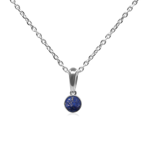 Pendentif argent rhodié - 1g -  Lapis Lazuli - cabochon - 6mm - LABISE Paris
