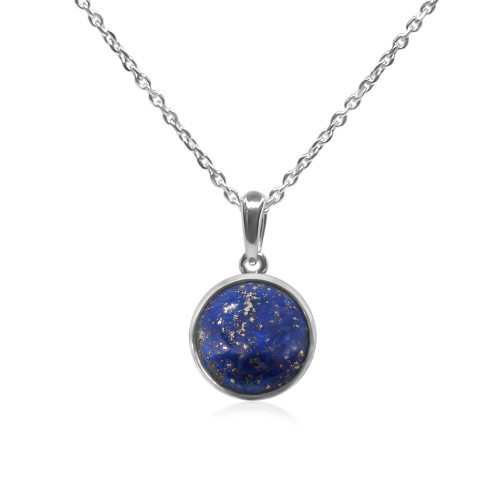 Pendentif argent rhodié - 1,4g -  Lapis Lazuli - cabochon - 12mm - LABISE Paris