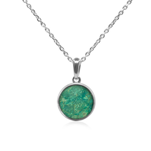 Pendentif argent rhodié - 1,4g -  Chrysocolle - cabochon - 12mm - LABISE Paris