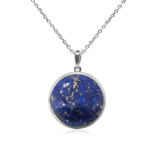 Pendentif argent rhodié - 2,3g -  Lapis Lazuli - cabochon - 18mm - LABISE Paris