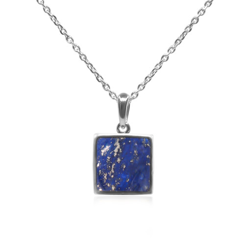 Pendentif argent rhodié - 1,3g -  Lapis Lazuli - cabochon - 10x10mm - LABISE Paris