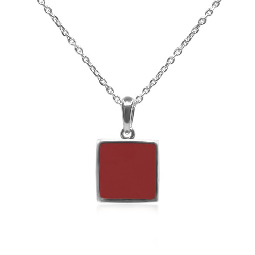 Pendentif argent rhodié - 1,3g -  Cornaline - pierre plate - 10x10mm - LABISE Paris