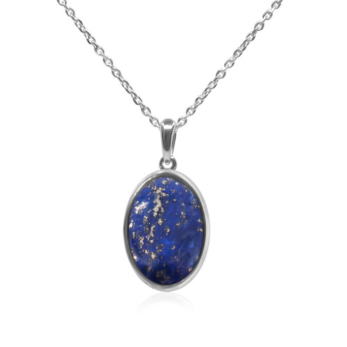 Pendentif argent rhodié - 1,7g -  Lapis Lazuli - cabochon - 12x18mm - LABISE Paris