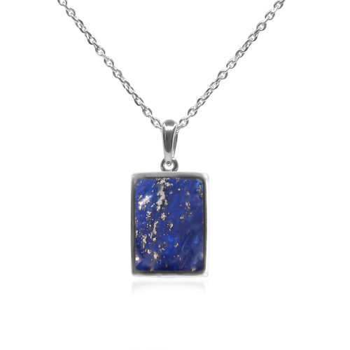 Pendentif argent rhodié - 2g -  Lapis Lazuli - cabochon - 12x14mm - LABISE Paris
