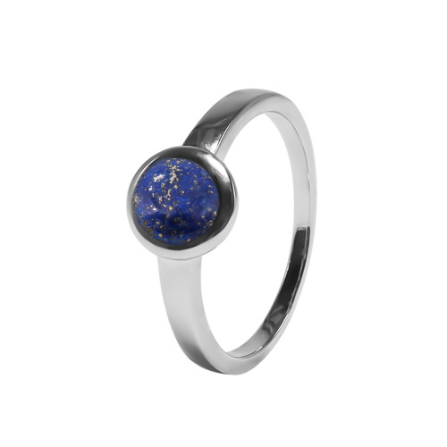 Bague argent rhodié - 2,5g -  Lapis Lazuli - cabochon - 6mm - T50 à 64 - LABISE Paris