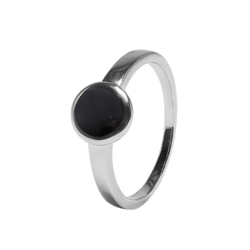 Bague argent rhodié - 2,5g -  Onyx - cabochon - 6mm - T50 à 64 - LABISE Paris