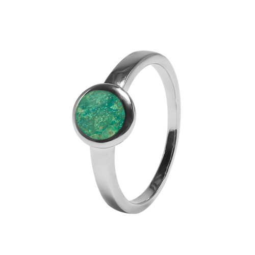 Bague argent rhodié - 2,5g -  Chrysocolle - cabochon - 6mm - T50 à 64 - LABISE Paris