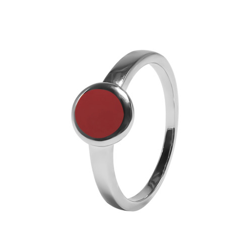 Bague argent rhodié - 2,5g -  Cornaline - cabochon - 6mm - T50 à 64 - LABISE Paris