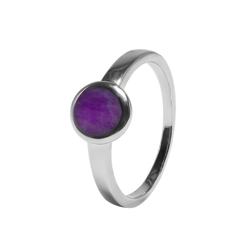 Bague argent rhodié - 2,5g -  Améthyste - cabochon - 6mm - T50 à 64 - LABISE Paris