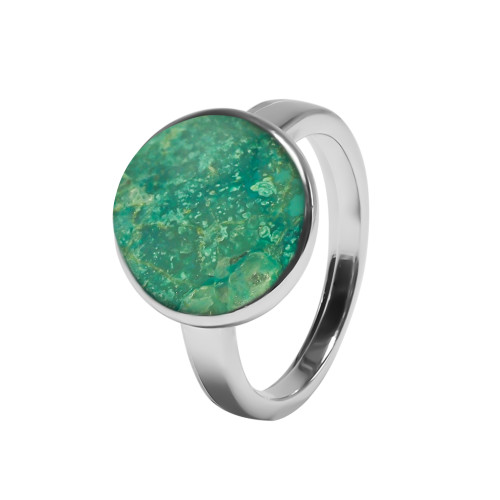 Bague argent rhodié - 3,3g -  Chrysocolle - cabochon - 12mm - T50 à 64 - LABISE Paris
