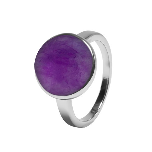 Bague argent rhodié - 3,3g -  Améthyste - cabochon - 12mm - T50 à 64 - LABISE Paris