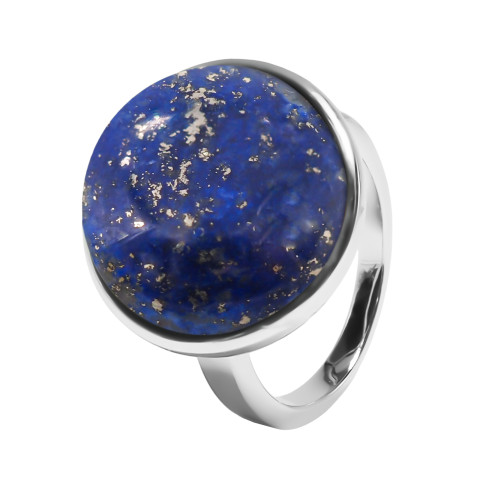 Bague argent rhodié - 5g -  Lapis Lazuli - cabochon - 18mm - T52 à 64 - LABISE Paris