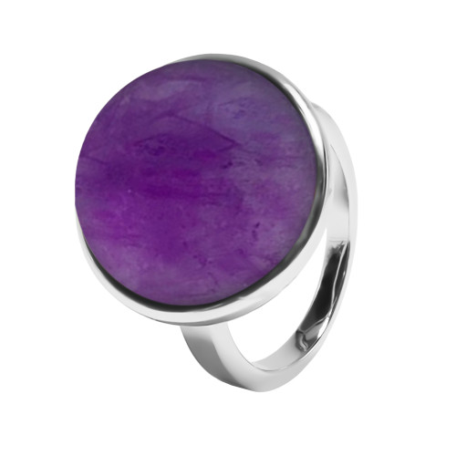 Bague argent rhodié - 5g -  Améthyste - cabochon - 18mm - T52 à 64 - LABISE Paris