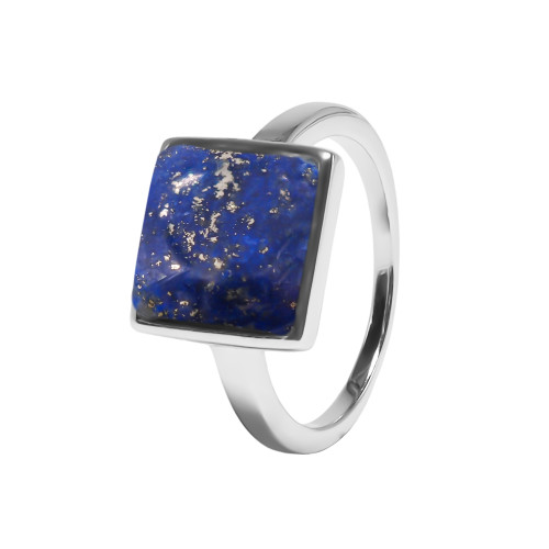 Bague argent rhodié - 3,2g -  Lapis Lazuli - cabochon - 10x10mm - T50 à 64 - LABISE Paris