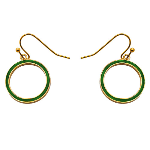 Boucles d'oreille acier doré - bois vert - diam. 18mm - Lily Parker