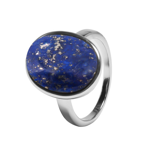 Bague argent rhodié - 4,5g -  Lapis Lazuli - cabochon - 12x18mm - T52 à 64 - LABISE Paris