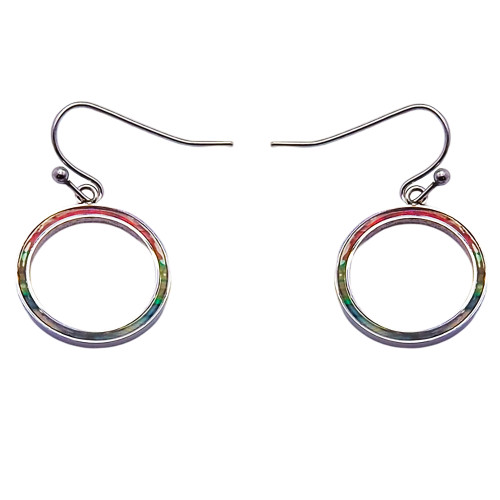 Boucles d'oreille acier - bois multicolore clair - diam. 18mm - Lily Parker