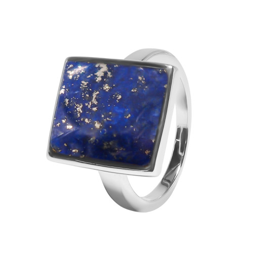 Bague argent rhodié - 4,5g -  Lapis Lazuli - cabochon - 12x14mm - T52 à 64 - LABISE Paris