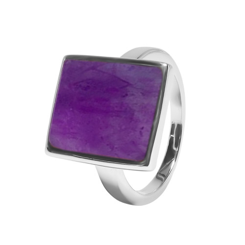 Bague argent rhodié - 4,5g -  Améthyste - cabochon - 12x14mm - T52 à 64 - LABISE Paris