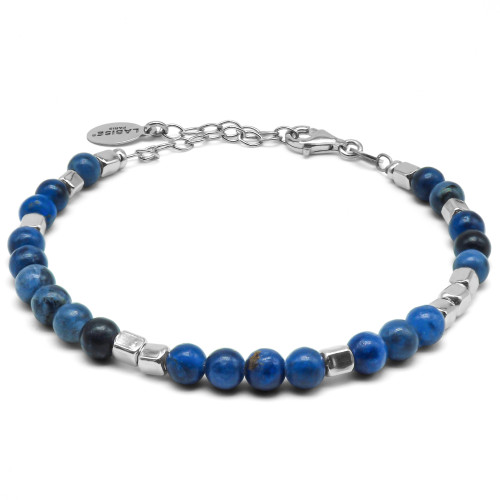 Bracelet argent rhodié 4,80g - collection zodiac - Balance -  Lapis-lazuli 4mm facetté - 15+5cm - LABISE Paris