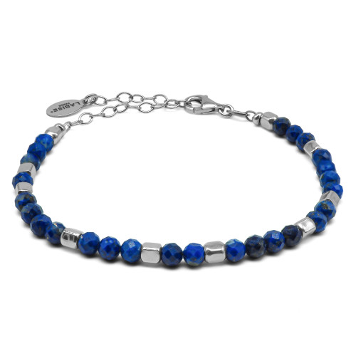 Bracelet argent rhodié 4,80g - collection zodiac - Sagittaire -  Sodalite 4mm  - 15+5cm - LABISE Paris