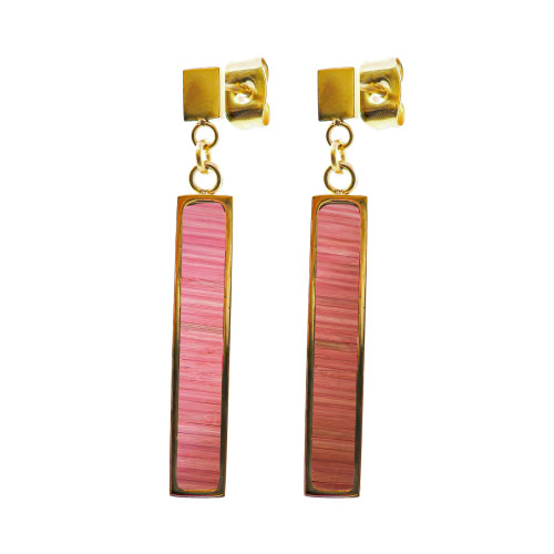 Boucles d'oreilles - PVD doré - bois rose clair  - 25x5mm - Lily Parker