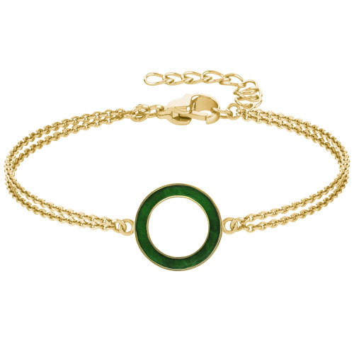 Bracelet acier - doré - bois vert - diam. 18mm - 15+5cm - Lily Parker