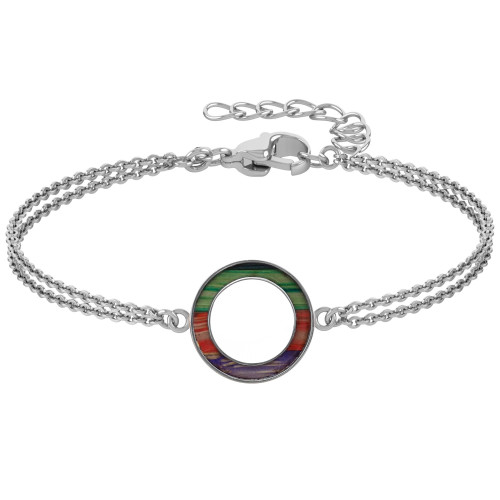 Bracelet acier bois multicolore clair - diam. 18mm - 15+5cm - Lily Parker