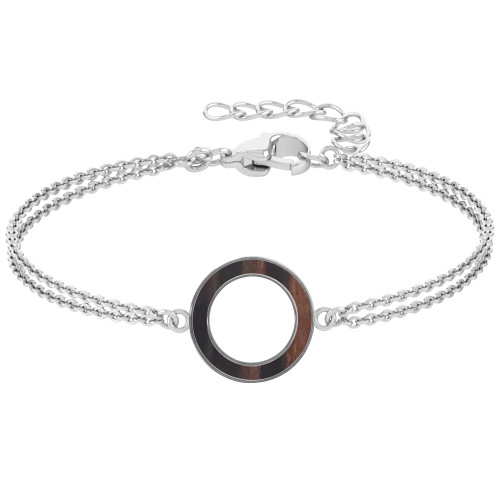 Bracelet acier - bois noir et marron - diam. 18mm - 15+5cm - Lily Parker