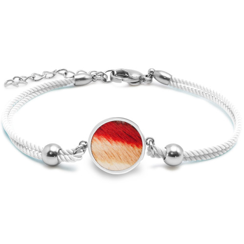 Bracelet acier coton blanc, bois multicolore,15mm - 15+5cm - Lily Parker