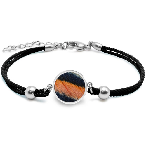 Bracelet acier coton noir, bois noir, marron -15mm- 15+5cm - Lily Parker