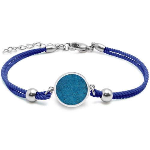 Bracelet acier coton bleu marine, bois bleu, 15mm - 15+5cm - Lily Parker