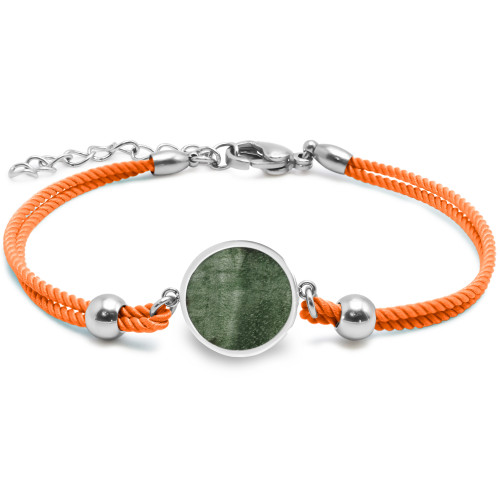 Bracelet acier coton orange - bois vert - 15mm - 15+5cm - Lily Parker