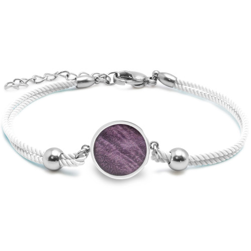 Bracelet acier coton blanc - bois violet - 15mm - 15+5cm - Lily Parker