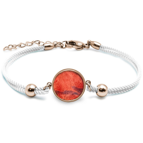 Bracelet acier rosé coton blanc, bois rose - 15mm - 15+5cm - Lily Parker