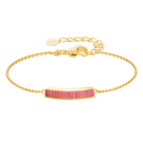 Bracelet acier doré - bois rose clair - 30x5mm - 15+5cm - Lily Parker