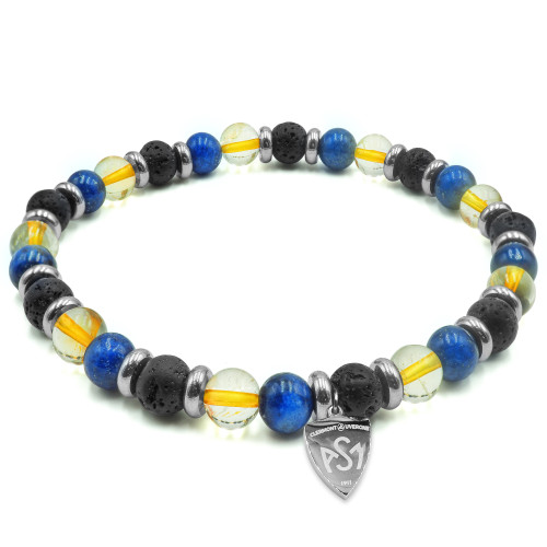 Bracelet ASM - acier élastique pierres naturelles pour homme - pierre de lave – Bijoux Officiels ASM Clermont