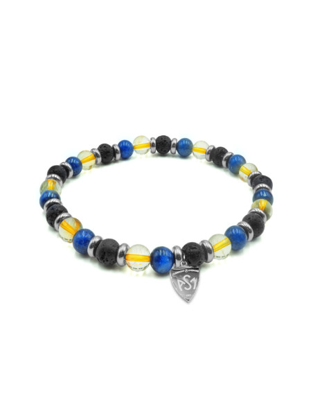 Bracelet ASM - acier élastique pierres naturelles pour homme - pierre de lave – Bijoux Officiels ASM Clermont