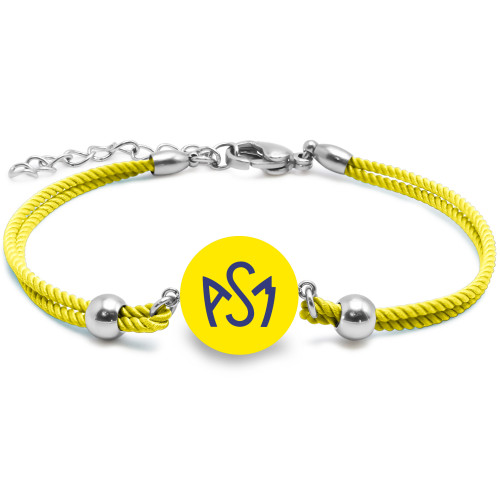 Bracelet ASM - coton jaune - Logo bleu fond jaune – Bijoux Officiels ASM Clermont