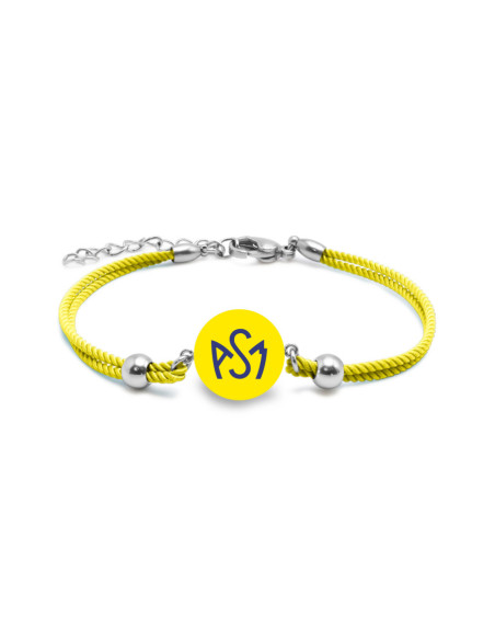 Bracelet ASM - coton jaune - Logo bleu fond jaune – Bijoux Officiels ASM Clermont
