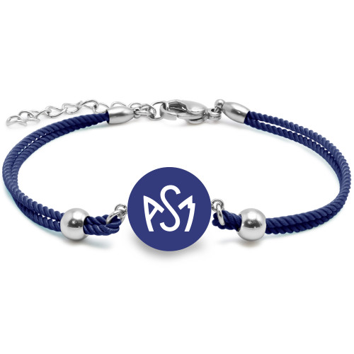 Bracelet ASM - coton bleu - Logo blanc fond bleu – Bijoux Officiels ASM Clermont