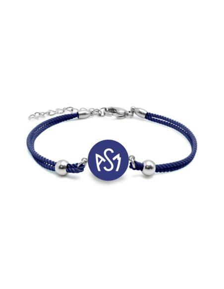 Bracelet ASM - coton bleu - Logo blanc fond bleu – Bijoux Officiels ASM Clermont