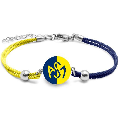 Bracelet ASM - coton bleu et jaune - Logo croisé jaune et bleu – Bijoux Officiels ASM Clermont