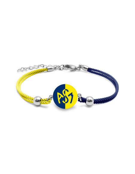 Bracelet ASM - coton bleu et jaune - Logo croisé jaune et bleu – Bijoux Officiels ASM Clermont