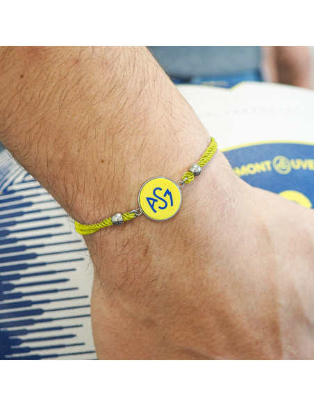 Bracelet ASM - coton jaune - Logo bleu fond jaune – Bijoux Officiels ASM Clermont