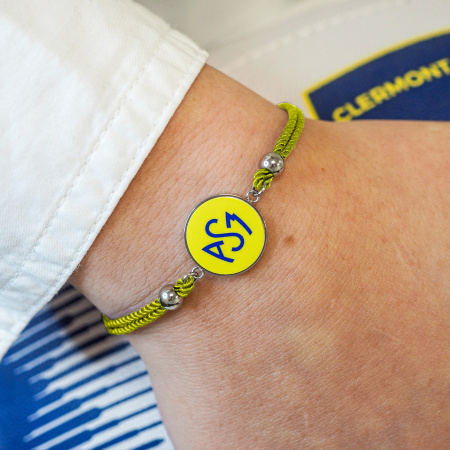 Bracelet ASM - coton jaune - Logo bleu fond jaune – Bijoux Officiels ASM Clermont