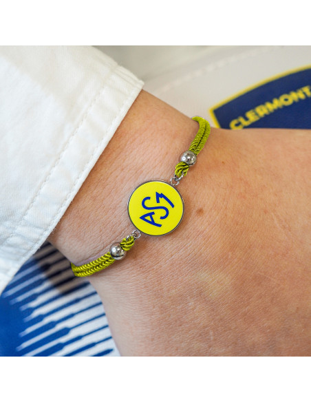 Bracelet ASM - coton jaune - Logo bleu fond jaune – Bijoux Officiels ASM Clermont