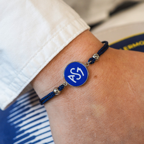 Bracelet ASM - coton bleu - Logo blanc fond bleu – Bijoux Officiels ASM Clermont 2